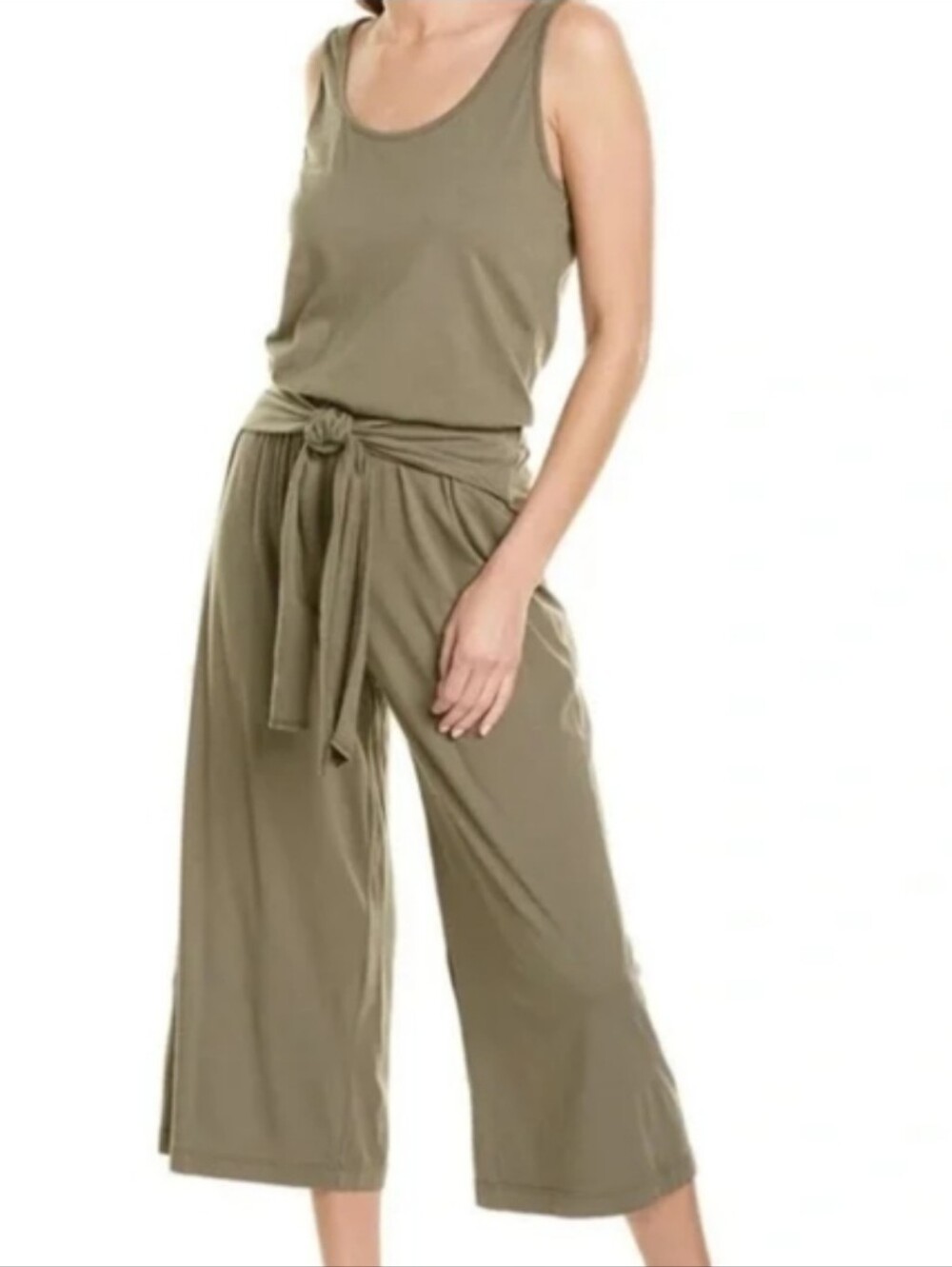 Michael Stars Naya Olive Wide-Leg Tie Sash Waist Jumpsuit Size XS